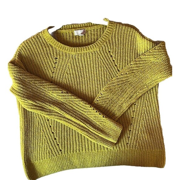 SO Goods For Life Womens Yellow Crew Neck Pullover Sweater Size Small Preowned - Picture 3 of 12